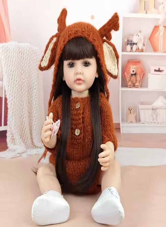 OOTLO Realistic Reborn Baby Doll Girl, 22-inch Realistic Newborn Baby Dolls, Silicone Full Body Real Life Baby Dolls,Includes Outfit, Feeding Bottle, Pacifier, and Diaper Birthday Gift for Girls - Image 4